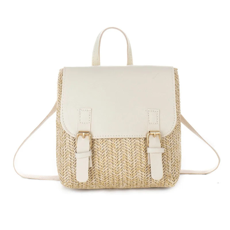 Vintage Straw Backpack Women's Shoulder Bag