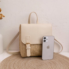 Vintage Straw Backpack Women's Shoulder Bag