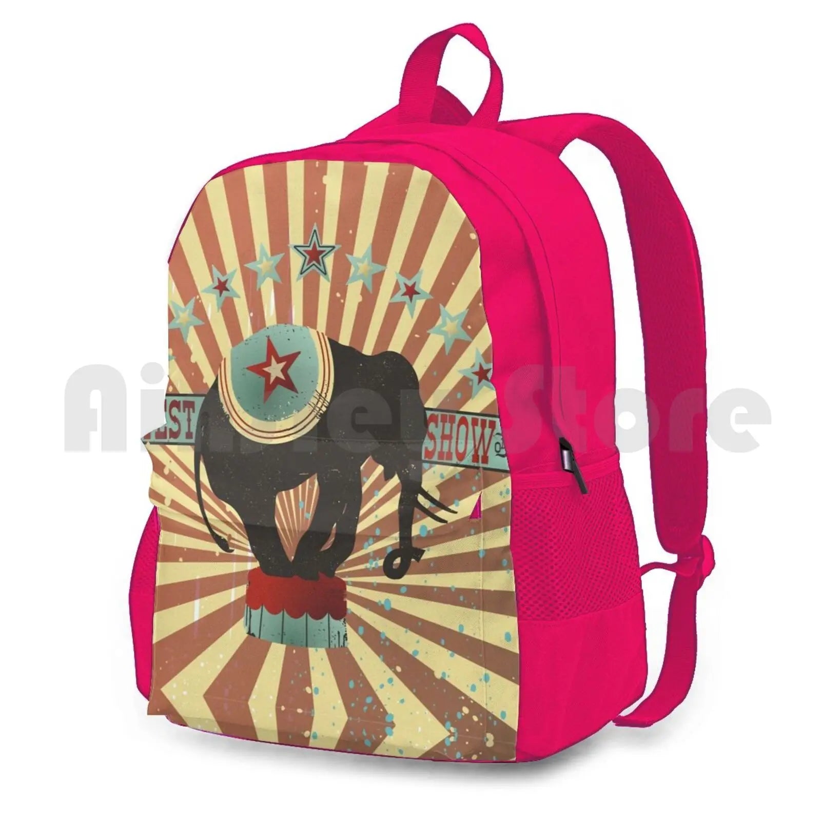 Vintage Circus Elephant Outdoor Hiking Backpack Waterproof