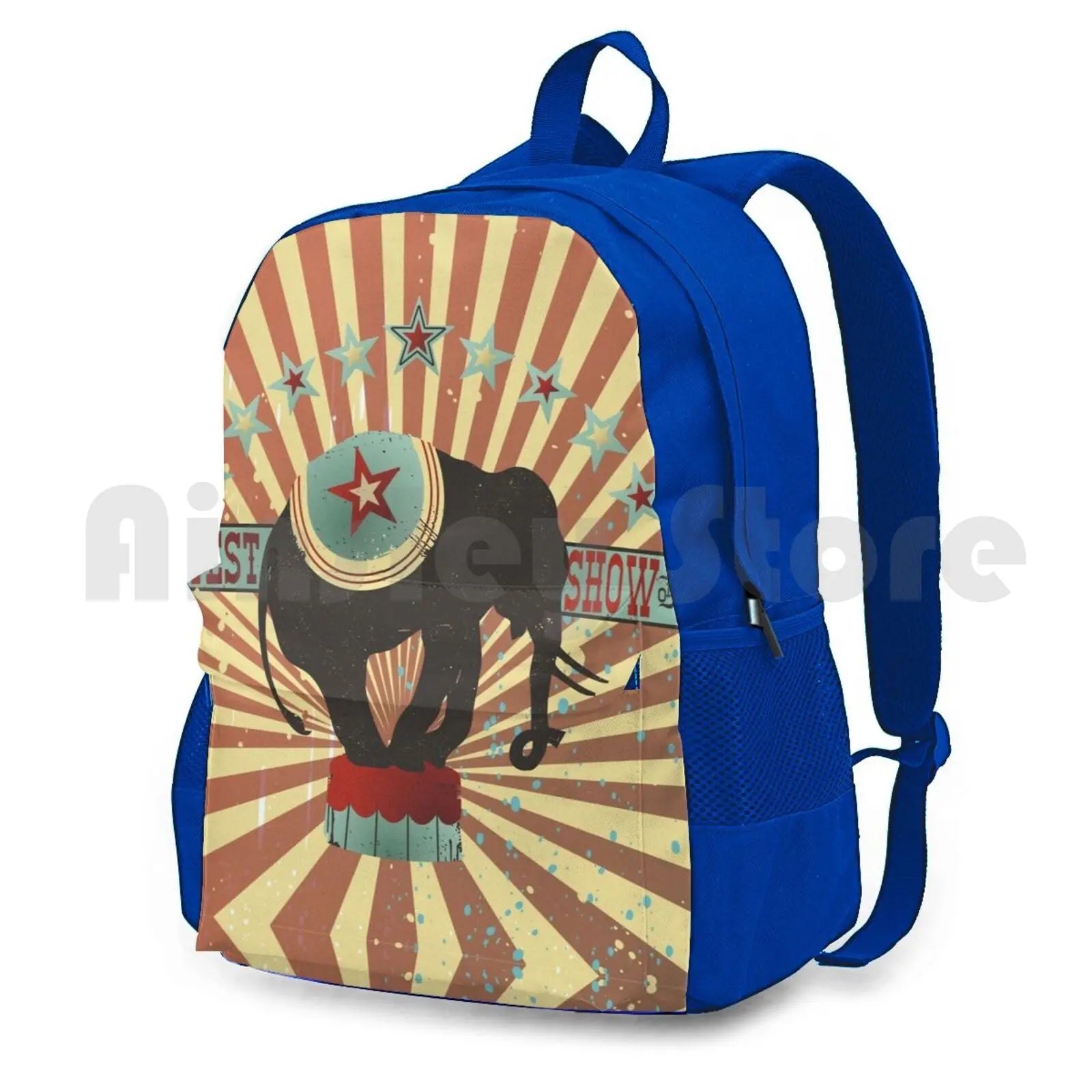 Vintage Circus Elephant Outdoor Hiking Backpack Waterproof