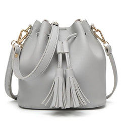 Vintage Tassel Crossbody Bucket Bag Woman Shoulder Handbag