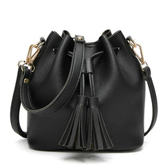 Vintage Tassel Crossbody Bucket Bag Woman Shoulder Handbag