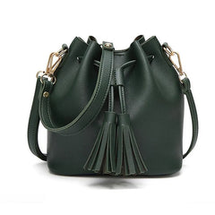 Vintage Tassel Crossbody Bucket Bag Woman Shoulder Handbag