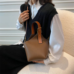 Vintage Tote Bucket Bag PU Leather Crossbody Shoulder Bags for Women