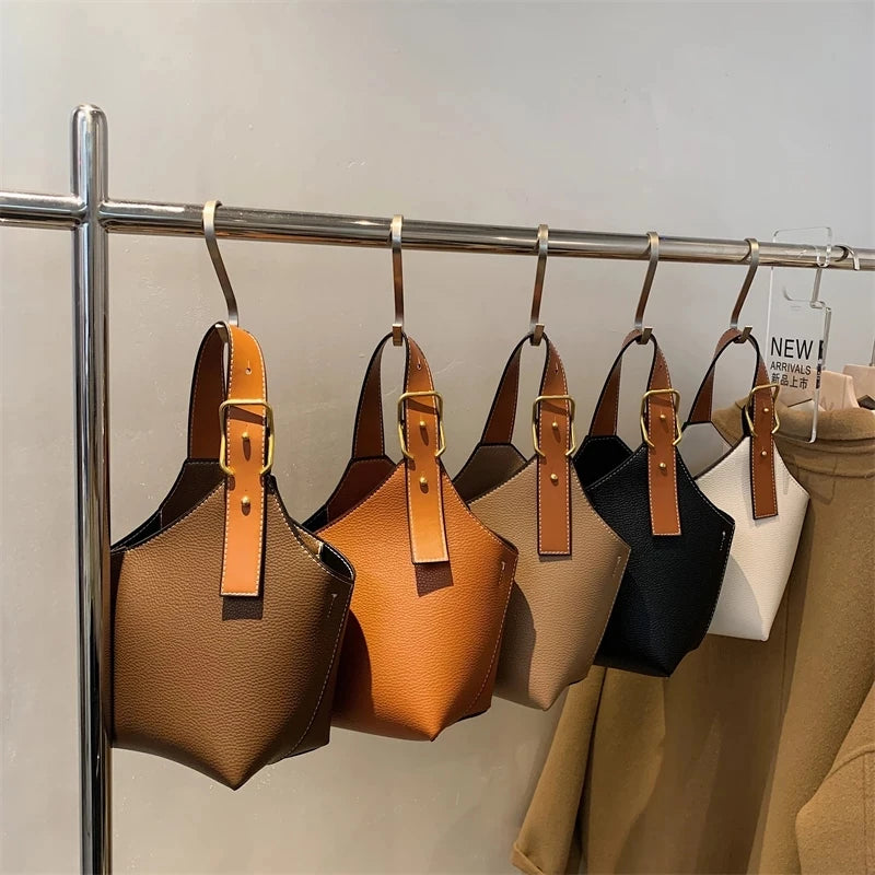 Vintage Tote Bucket Bag PU Leather Crossbody Shoulder Bags for Women