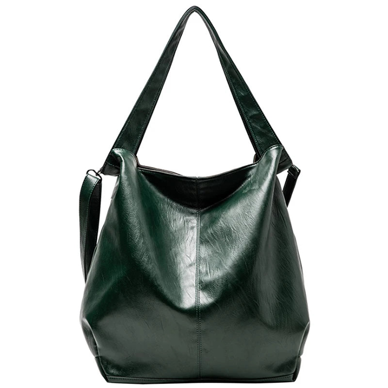 Vintage Tote Leather Shoulder Bag Women Large Capacity Top Handle Crossbody Bag