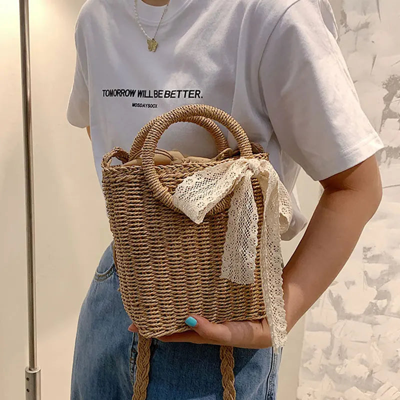 Vintage Weave Handbag Women Straw Shoulder Bag Female Sac Crossbody Bags