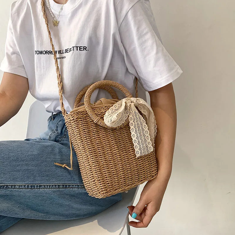 Vintage Weave Handbag Women Straw Shoulder Bag Female Sac Crossbody Bags