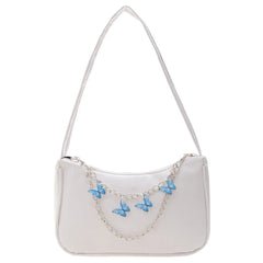 Vintage Women Butterfly Chain PU Small Shoulder Bag Underarm Bags