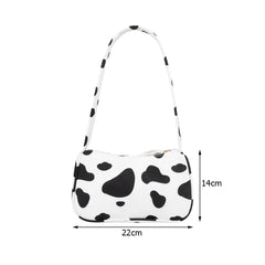 Vintage Women Canvas Butterfly Cow Print Casual Shoulder Bag