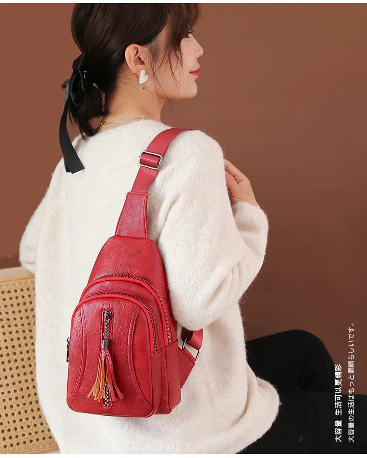 Vintage Women Chest Packs PU Leather Crossbody Bags