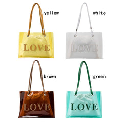 Vintage Women Clear Letters Shoulder Bag Drawstring Purse 2pcs Composite Bags