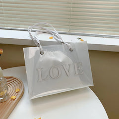 Vintage Women Clear Letters Shoulder Bag Drawstring Purse 2pcs Composite Bags