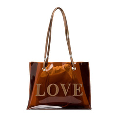 Vintage Women Clear Letters Shoulder Bag Drawstring Purse 2pcs Composite Bags