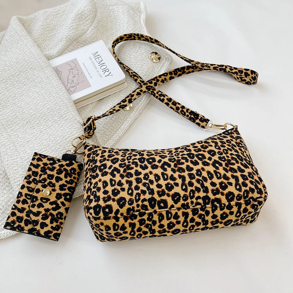 Vintage Leopard Print Crossbody Bag for Women