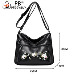 Vintage Flower Embroidery Shoulder Crossbody Bag Travel Handbags