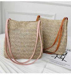 Vintage Women Handbag Casual Rattan Straw Bag Woven Handbag Crossbody Beach Bag