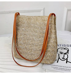 Vintage Women Handbag Casual Rattan Straw Bag Woven Handbag Crossbody Beach Bag