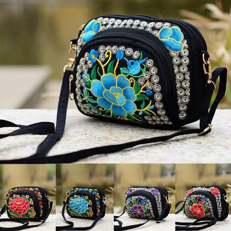 Vintage Hmong Tote Messenger Ethnic Shoulder Bag Embroidery Boho