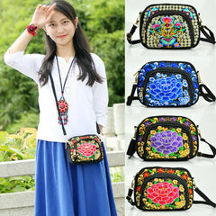 Vintage Hmong Tote Messenger Ethnic Shoulder Bag Embroidery Boho