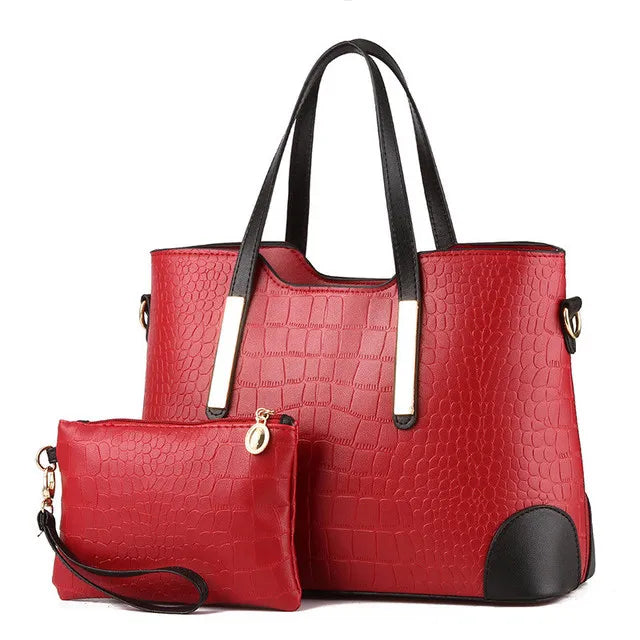 Vintage Crocodile Pattern Women Messenger Bag Shoulder Handbag Wallet