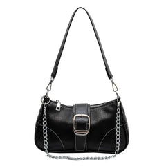 Vintage Women PU Leather Chain Bag Small Square Bag Commuter Shoulder Bag