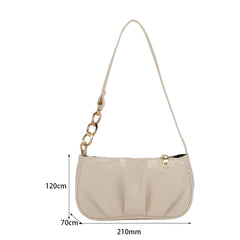 Vintage Women Pleated Thick Chain Shoulder Underarm Bag Casual All-match