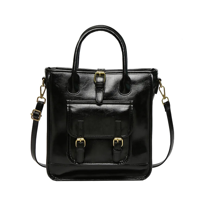 Vintage Women Pu Leather Handbags Casual Small Shoulder Tote Bag
