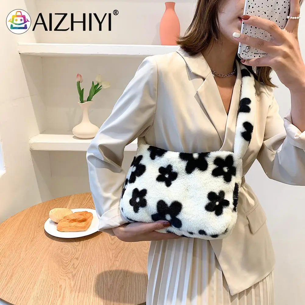 Vintage Flower Print Shoulder Bag for Women