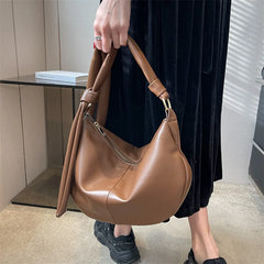 Vintage Women Shoulder Bag PU Leather Solid Crossbody Bags High Capacity Tote Ha