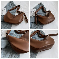 Vintage Women Shoulder Bag PU Leather Solid Crossbody Bags High Capacity Tote Ha