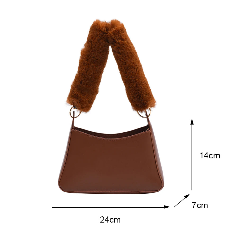 Vintage PU Leather Women Shoulder Bag - Elegance & Casual Plush Thick