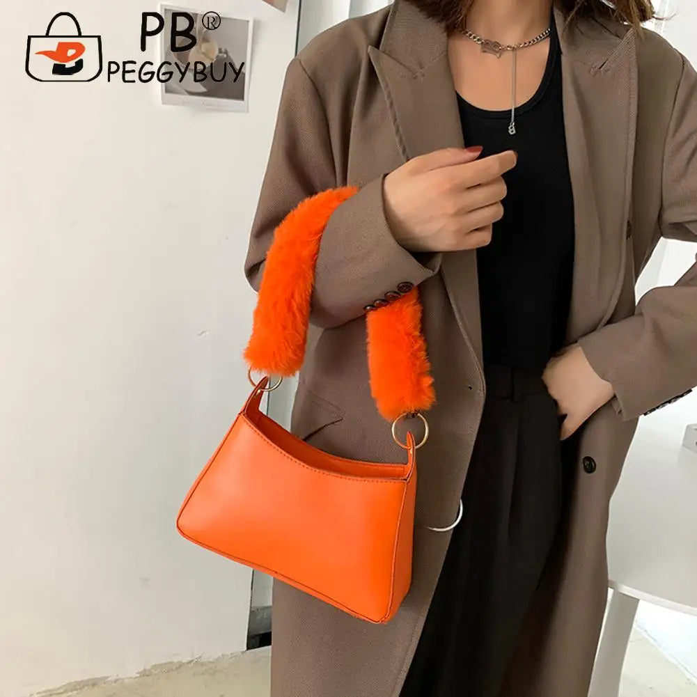 Vintage PU Leather Women Shoulder Bag - Elegance & Casual Plush Thick