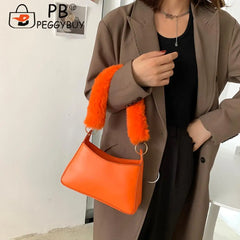 Vintage PU Leather Women Shoulder Bag - Elegance & Casual Plush Thick