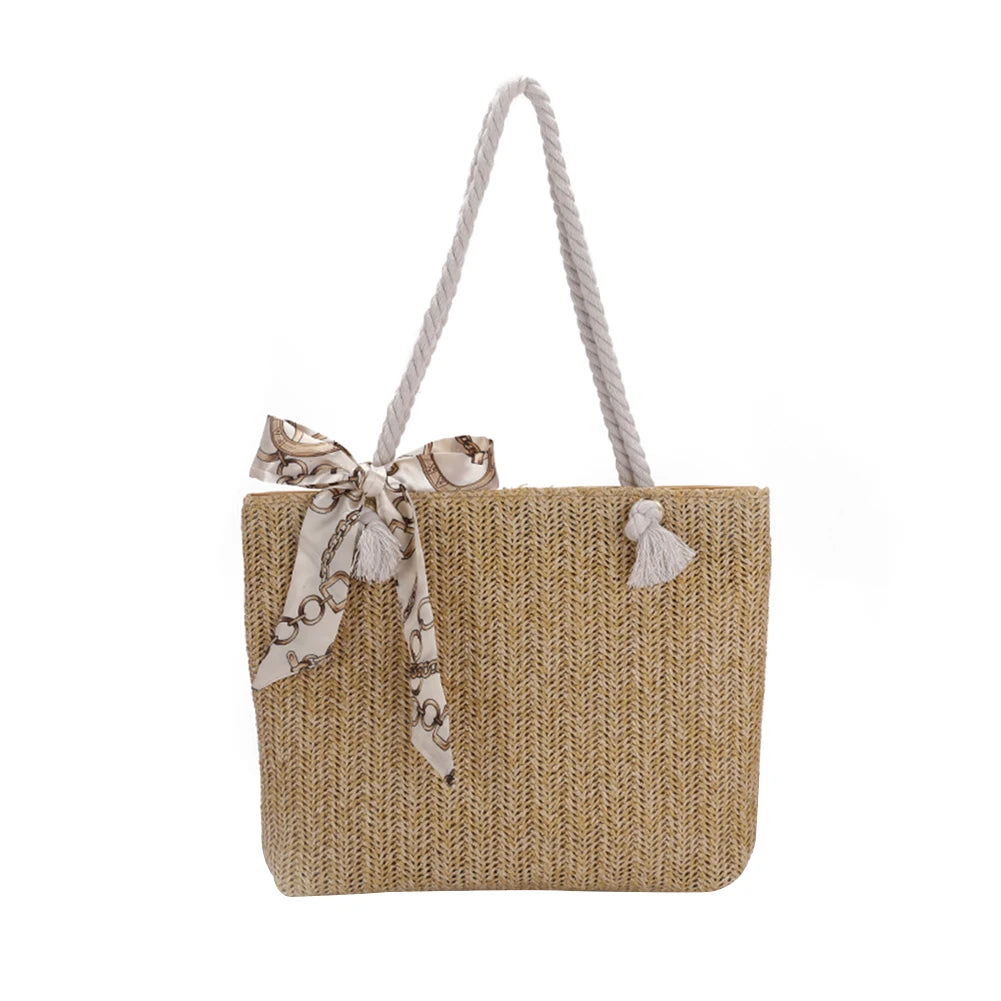 Vintage Woven Silk Scarf Shoulder Tote Bag