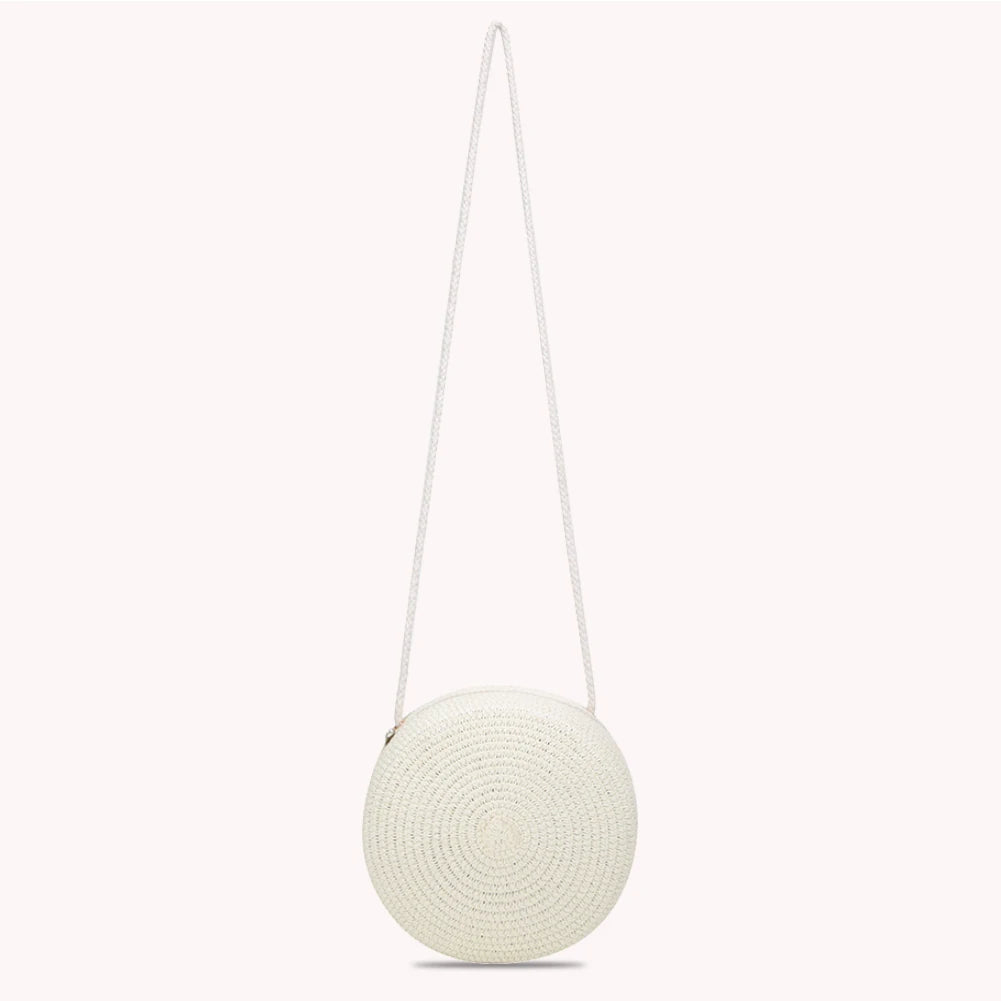 Vintage Women Woven Pure Shoulder Bag Ladies Beach Round Crossbody Bags