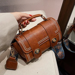 Vintage Women messenger Bags Wide straps Lady Shoulder Crossbody bags