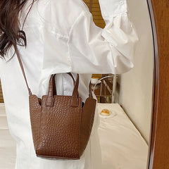 Vintage Women's Bucket Bag High Soft Leather Shoulder Crossbody Bags Yellow