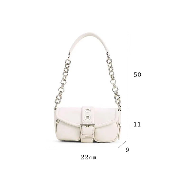 Vintage Small Shoulder Bag Retro Leather Ladies Underarm Chain Mini