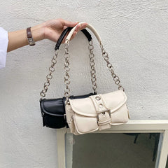 Vintage Small Shoulder Bag Retro Leather Ladies Underarm Chain Mini