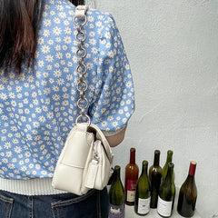Vintage Small Shoulder Bag Retro Leather Ladies Underarm Chain Mini