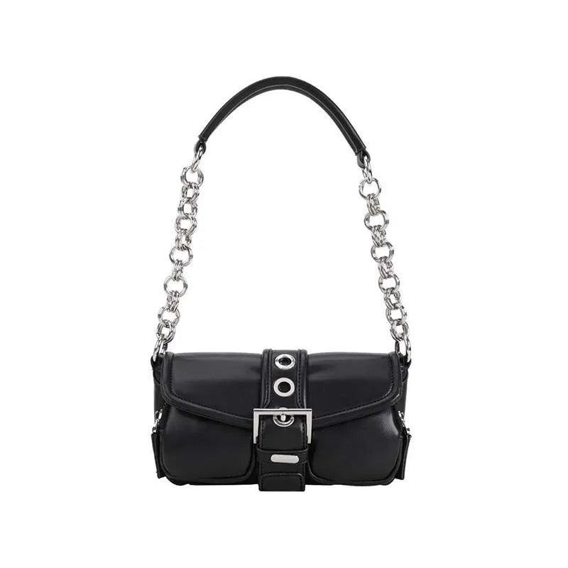 Vintage Small Shoulder Bag Retro Leather Ladies Underarm Chain Mini