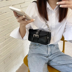 Vintage Small Shoulder Bag Retro Leather Ladies Underarm Chain Mini