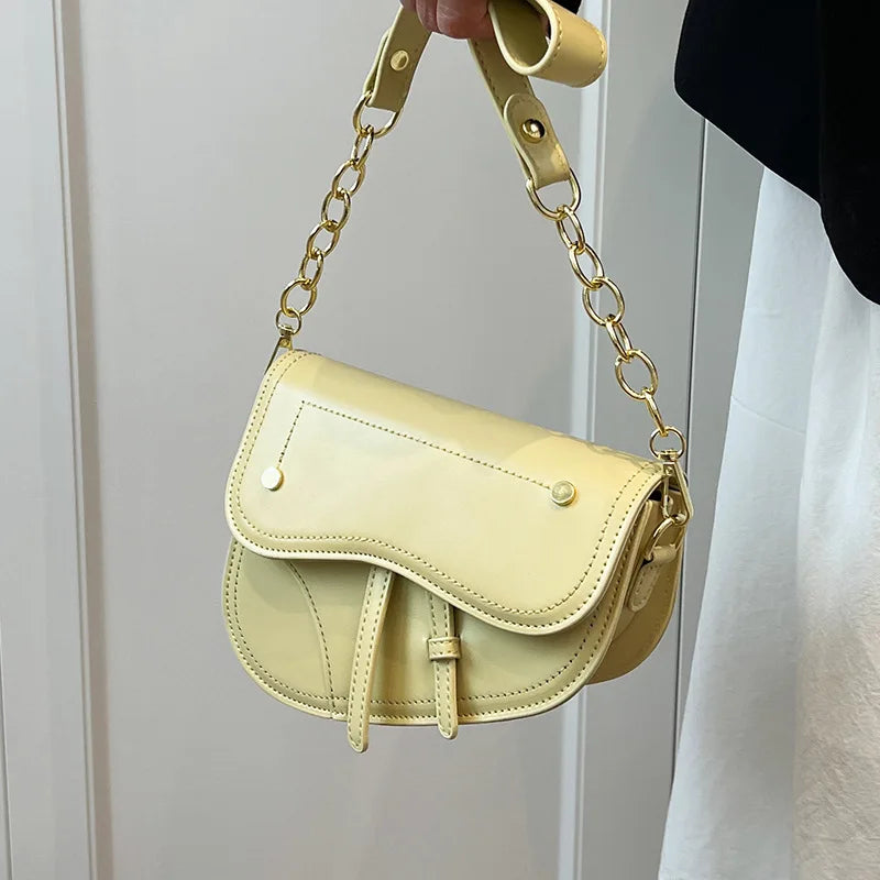 Vintage Crocodile Saddle Shoulder Bag for Women