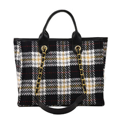 Plaid Cloth Shoulder Bag Large Capacity Tote