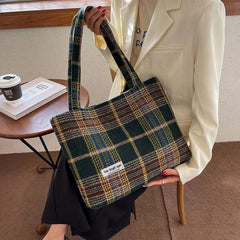 Vintage Woolen Shoulder Bags Women Winter Underarm Totes Mori-girl