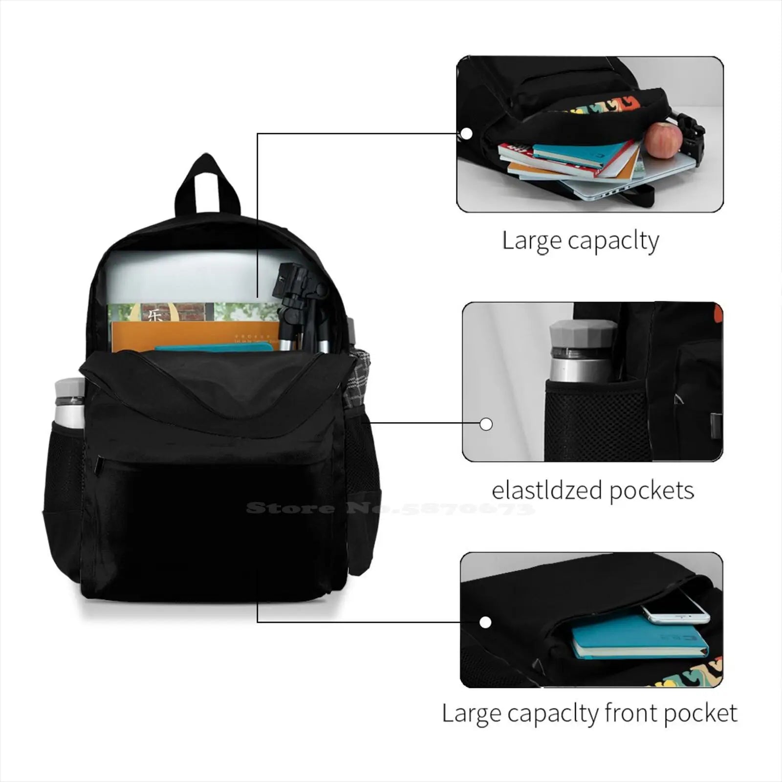 Vintage Y Men Bow School Bag Big Capacity Backpack Laptop 15 Inch