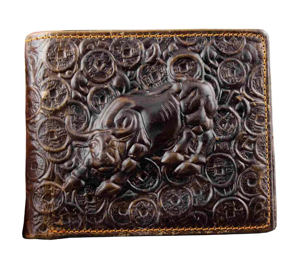 Vintage cow leather wallets for Men Cow pattern