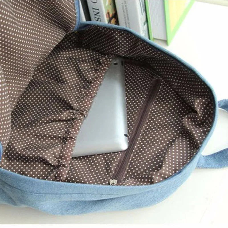 Vintage Denim Backpack for Women