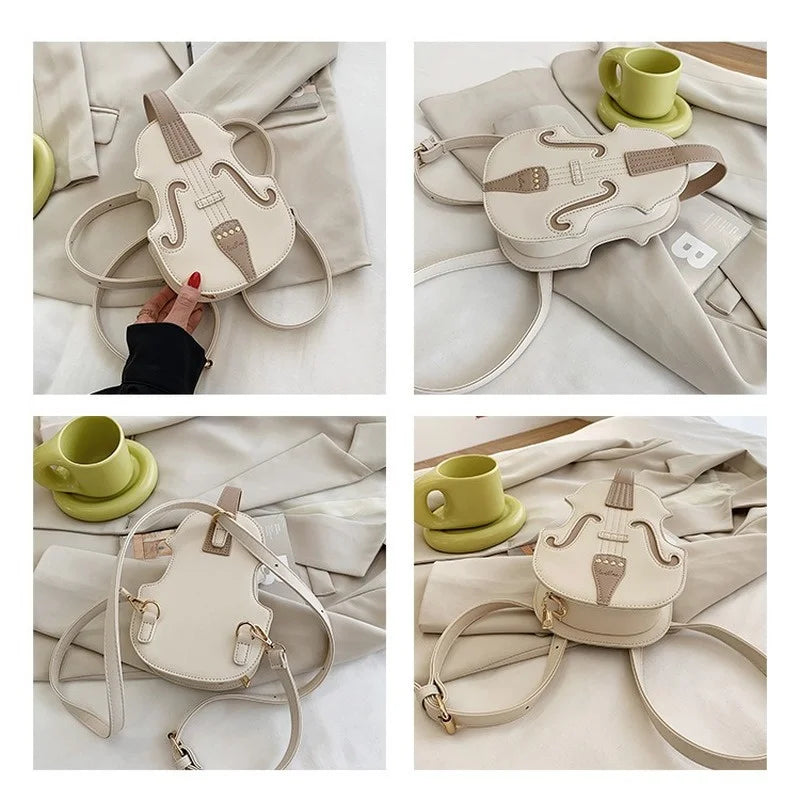 Violin Shape PU Leather Small Backpacks For Women